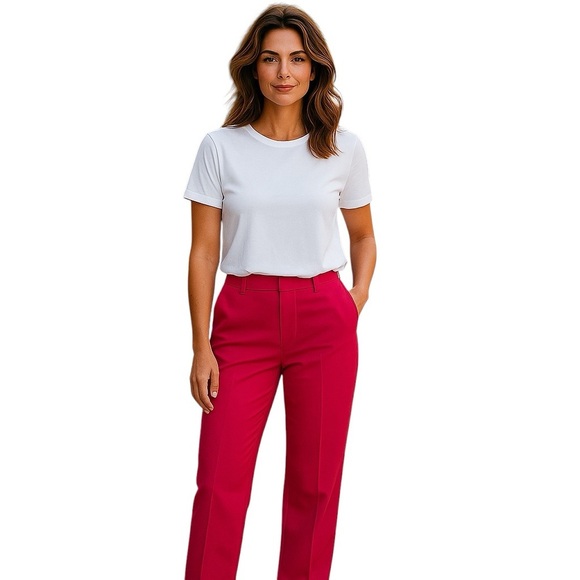 The Kooples Red Wool Tailored Straight-Leg Dress Pants - Size US 4 NWT - Picture 1 of 13